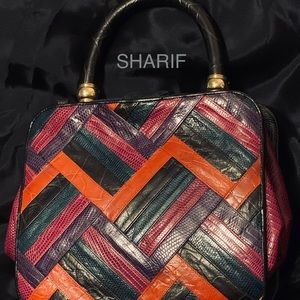 SHARIF SATCHEL BAG VINTAGE CHEVRON PATTERN